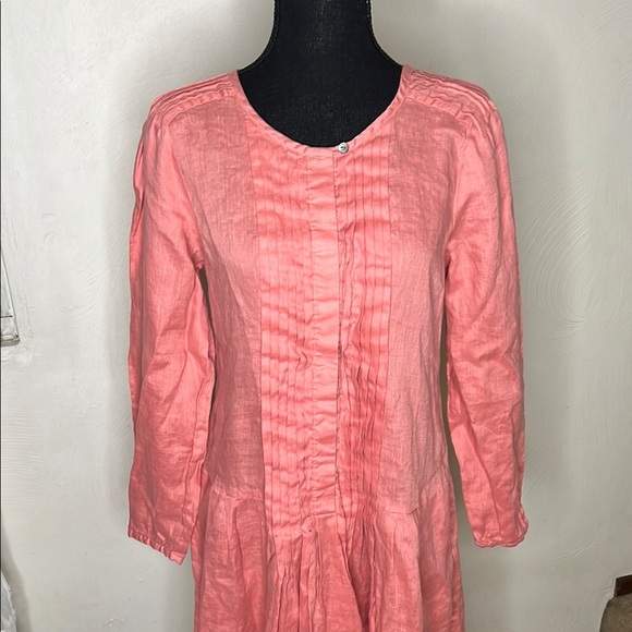 Sundance Pleated Linen Midi Dress Size M - Picture 2 of 6